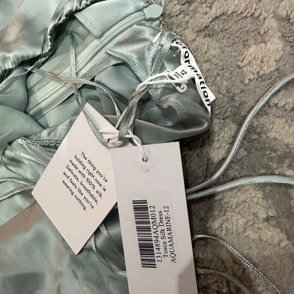NWT  Reformation Tosca Silk dress in aquamarine - Picture 8 of 8